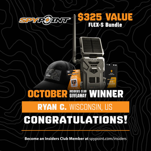 Congratulations to Ryan C. (Wisconsin, USA), October 2023 SPYPOINT Insiders Club Giveaway Winner!