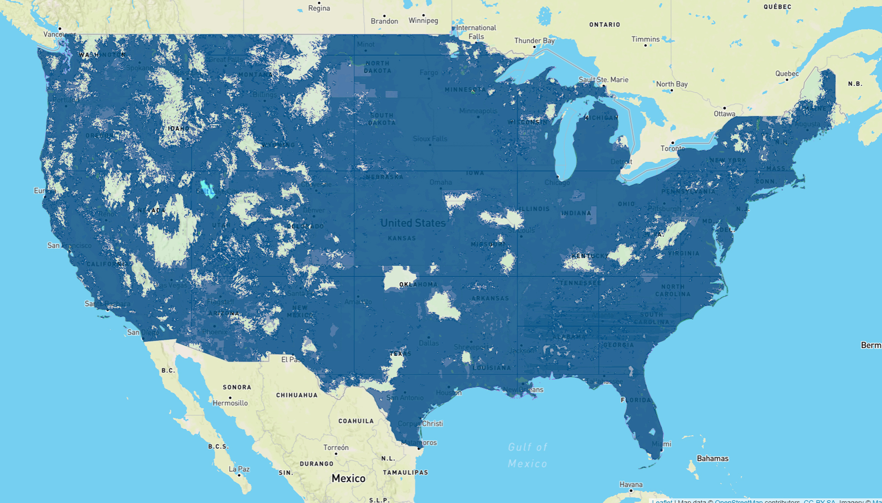Nationwide Cellular coverage map